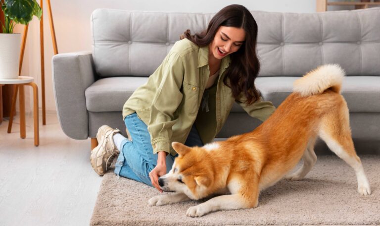 pet sitting Boynton Beach caregiver playing with dog at home